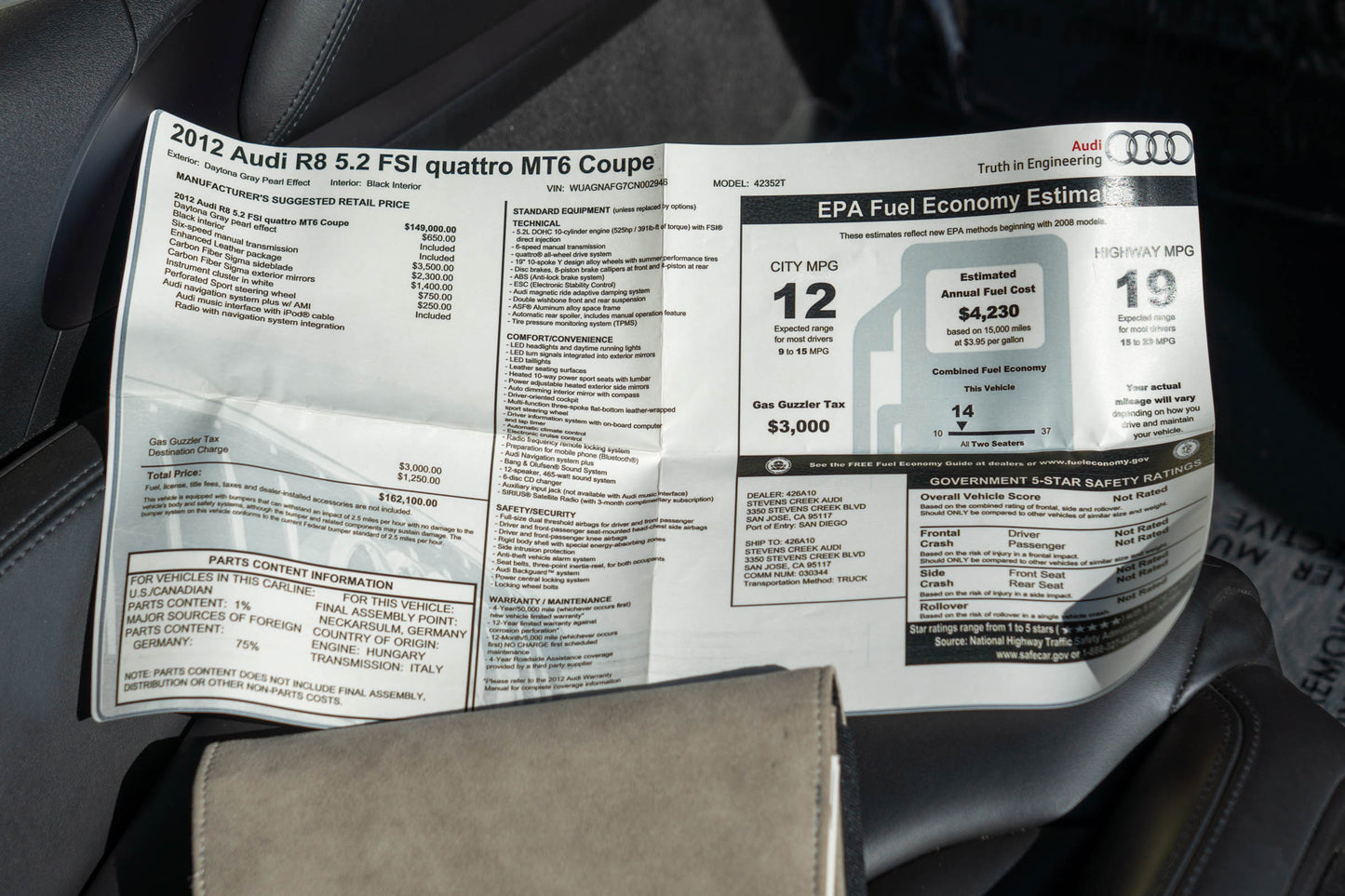 2012 Audi R8 V10 Coupe | Gated 6-Speed Manual | 10,937 Miles SOLD