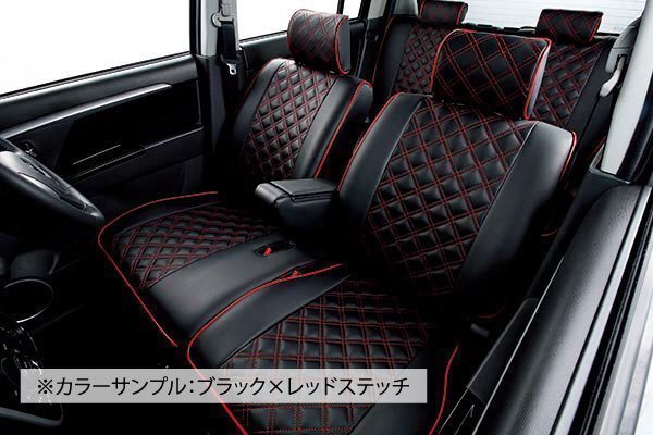 Clazzio Quilting Seat Covers for Toyota bB | Black with White Stitching