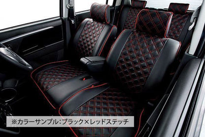 Clazzio Quilting Seat Covers for Toyota bB | Black with White Stitching